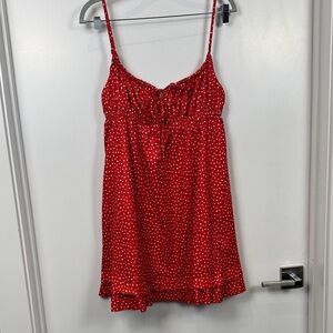 Princess Polly Red Patterned Tie-Front Babydoll Dress with Button Closure